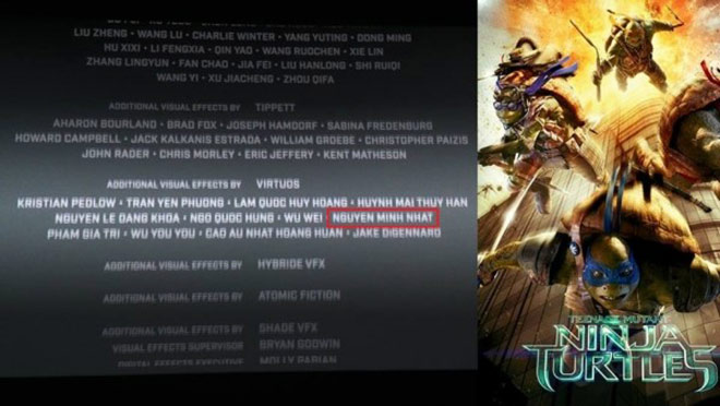 Nguyễn Minh Nhật cùng team Visual Effect được xướng tên trong bộ phm Ninja Rùa
